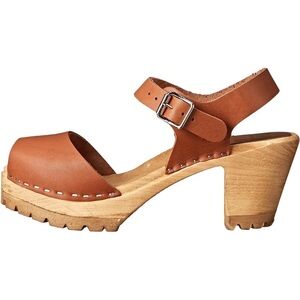 MIA | Womens Luggage Leather Greta Ankle Strap Heels Size 38